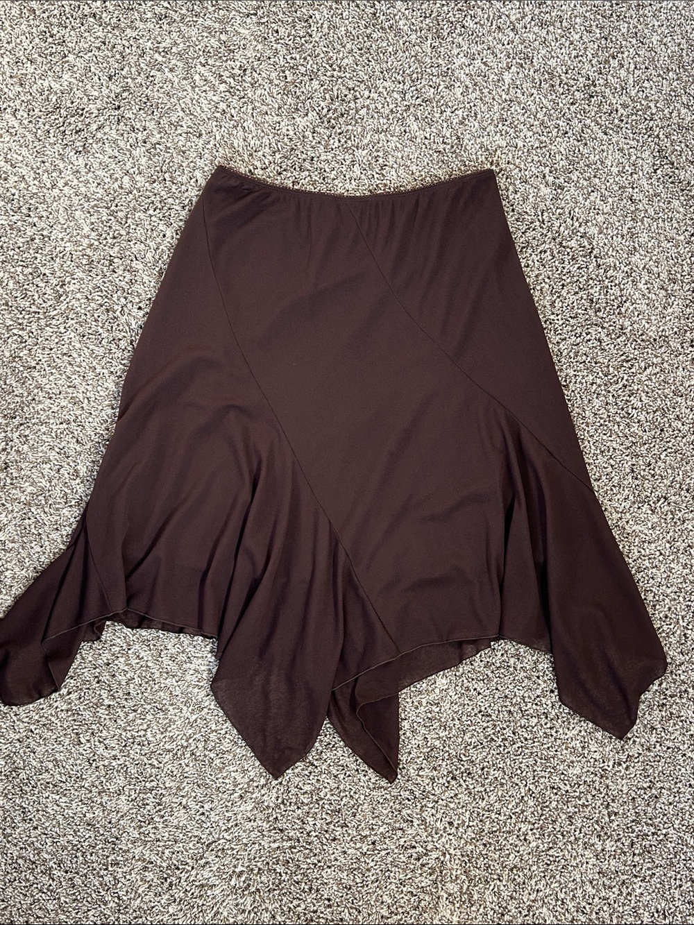 Vintage A. Byer Brown Asymmetrical Handkerchief Hem Skirt | Pristine | Large - Picture 4 of 13
